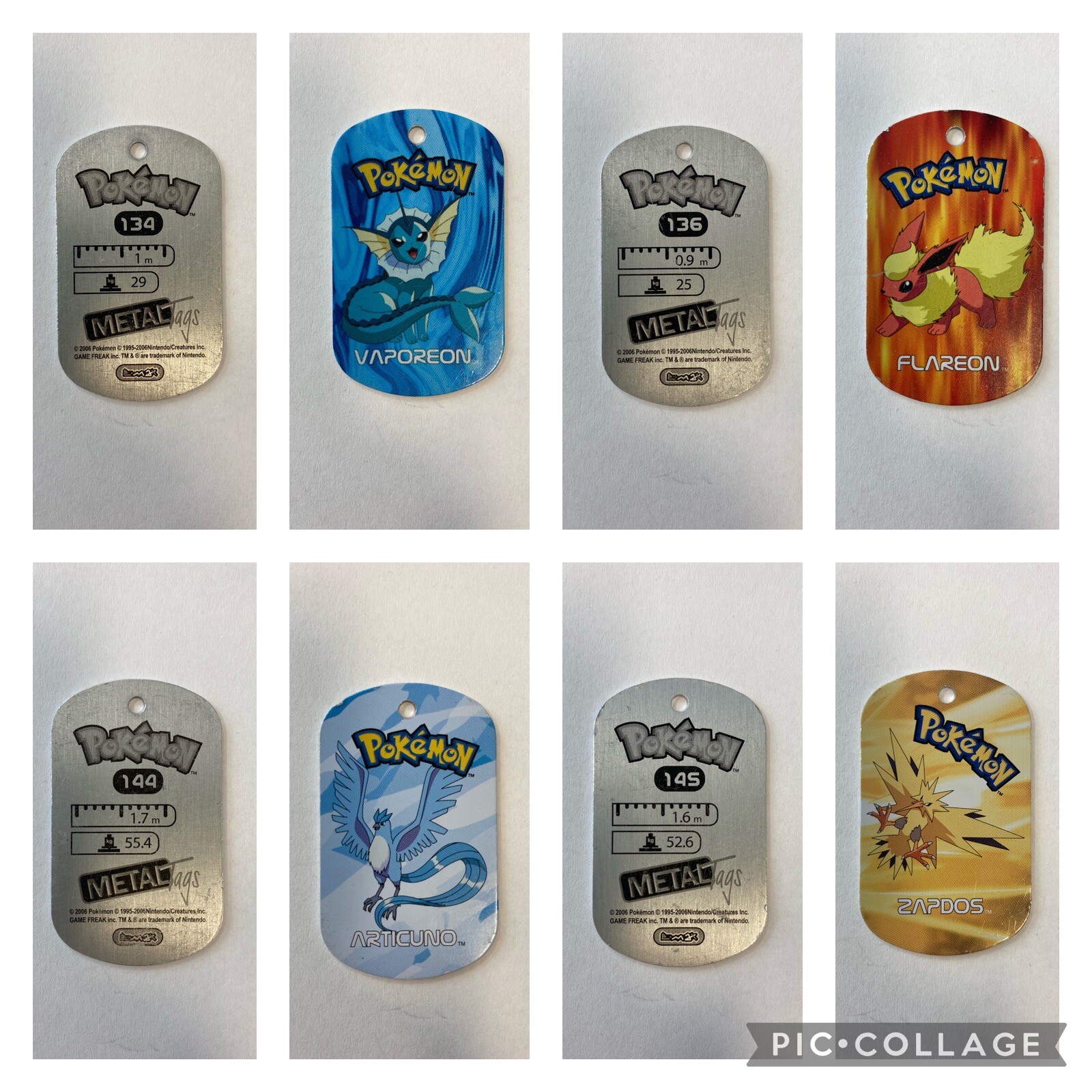 Pokemon METAL TAGS – 2006 – Game Freak – Nintendo – Choose Your Tags! Legendary