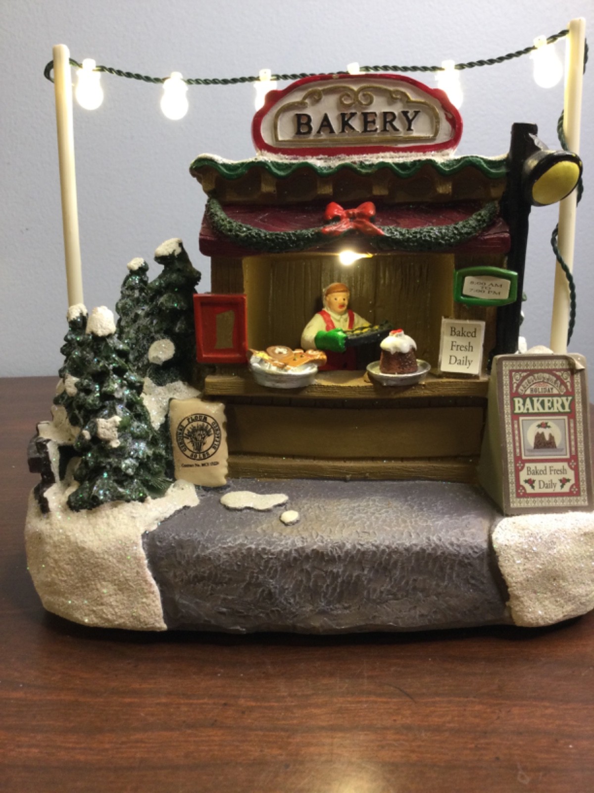 Christmas Village Lighted Bakery, White String Lights, Baked Goodies, Baker