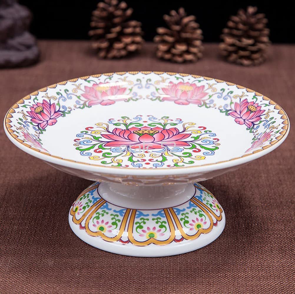 6.6inch Ceramic Buddha Offering Plate Buddhism Supplies Lotus Fruit Plate