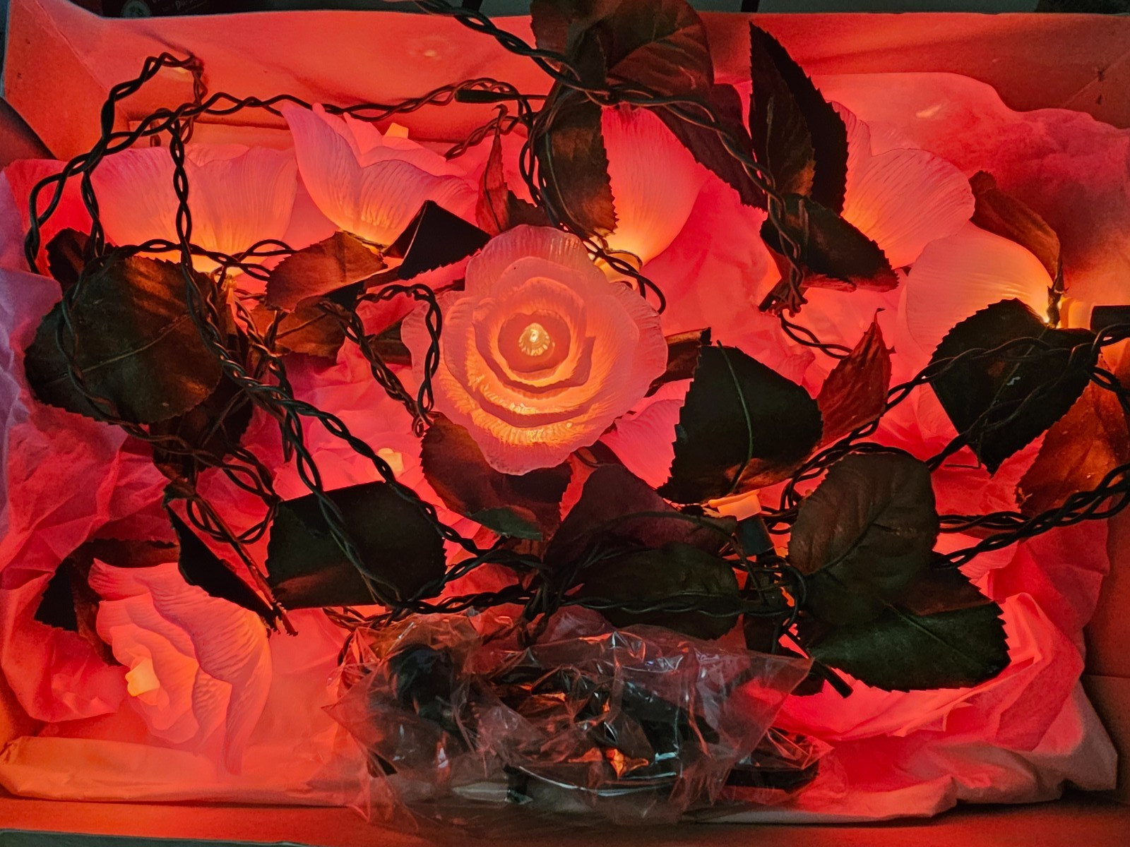 Vintage Kurt Alder Holiday Christmas Easter Pink Rose String Light Set of 10