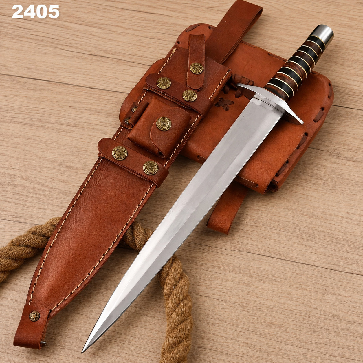 17″ ARKANSAS TOOTHPICK Custom Handmade D2-Tool Steel DAGGER KNIFE W/Sheath 2405