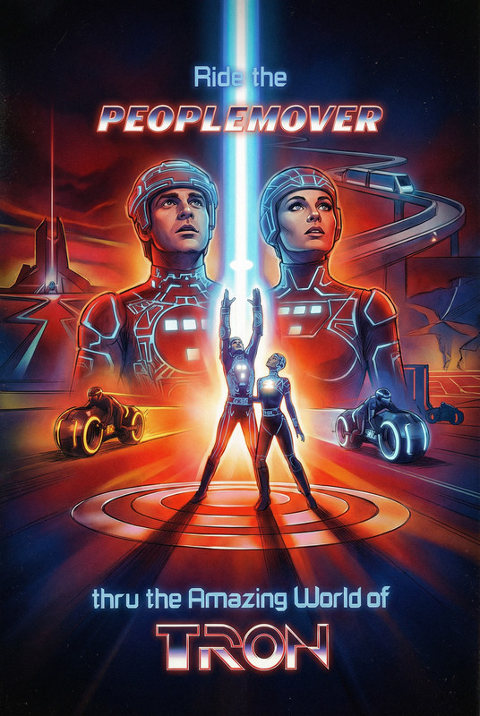 Disneyland World of Tron Peoplemover Art Poster 11×14 Glossy Print