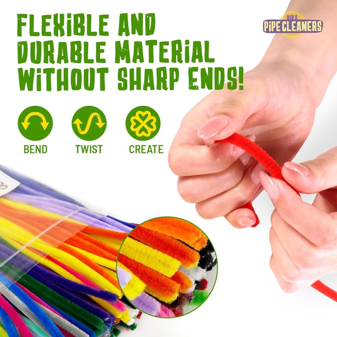 200 Pipe Cleaners Craft Multicolored Craft Pipe Cleaners Bulk, Chenille…