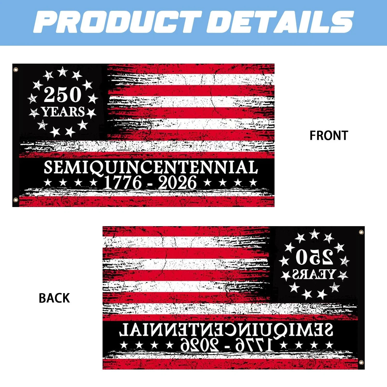 250th Anniversary American Flag 3×5 Ft Double-Sided, 1776-2026 USA 250 Years
