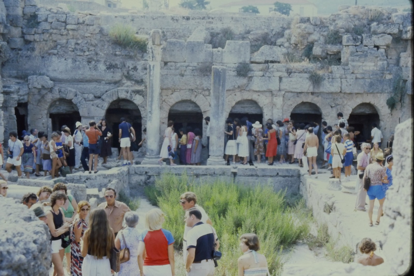 c1970’s 35mm Slide, Ancient Roman Ruins Perge Turkey Tourists summer Crowd Stone