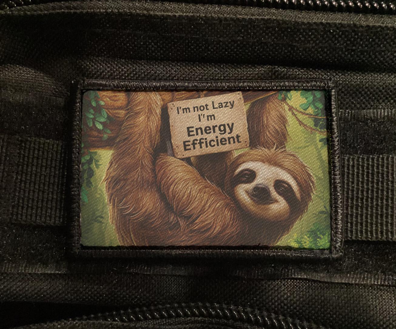 Not Lazy Sloth Patch Meme Energy Efficient Morale Tactical Hook [sub]