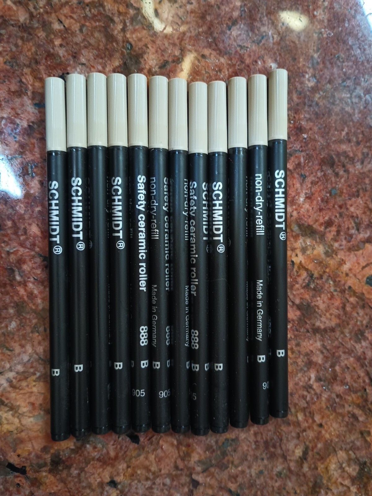 12 Pack SCHMIDT 888 Safety Rollerball Ceramic Tip Pen Refills – Black Broad Bold