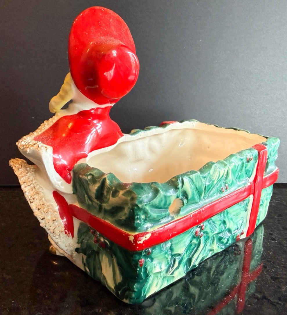 VTG Geo Z Lefton 024 Christmas Spaghetti Girl Santa Mask Planter, Japan (D245)