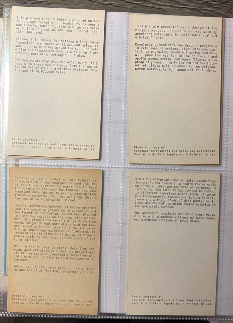 OUTER SPACE: 1963 EXHIBIT SUPPLY ASTRONAUTS & SPACE = COMPLETE SET OF 32 CARDS