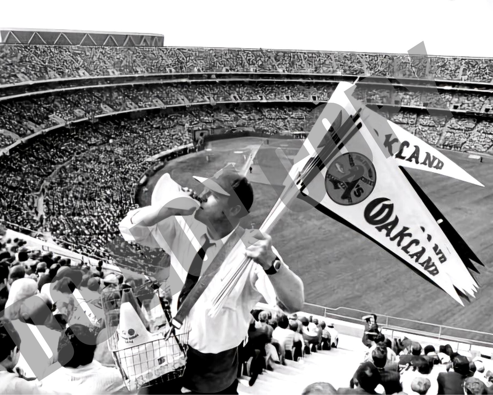 Vendor Sell Oakland As Souvenirs 1973 World Series Oakland Coliseum 8×10 Photo
