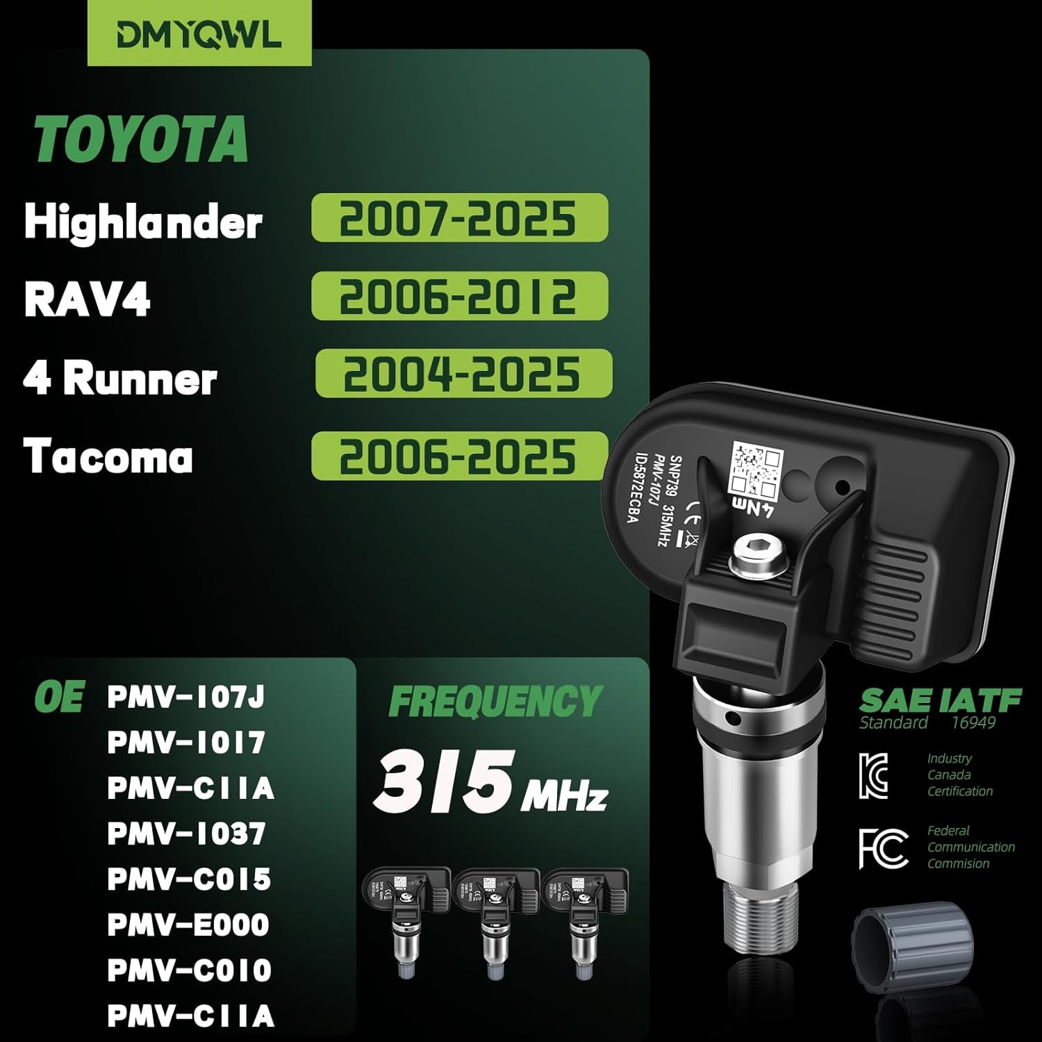 TPMS Toyota 315Mhz Pre Programmed Tacoma Highlander