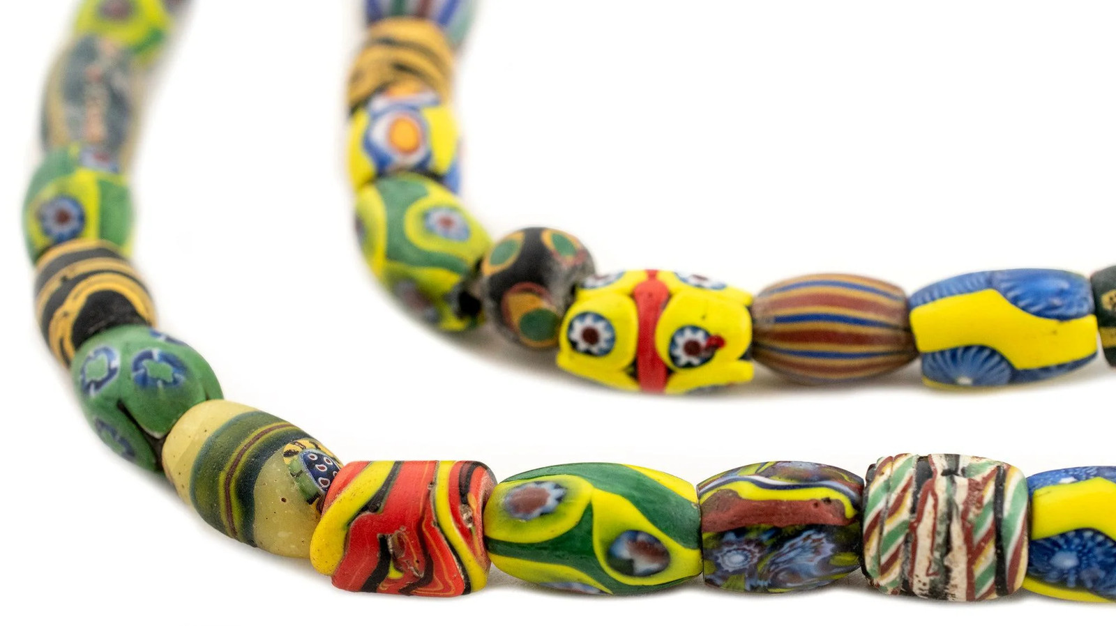 Oval Antique Venetian African Millefiori Trade Beads #15892 10mm Ivory Coast