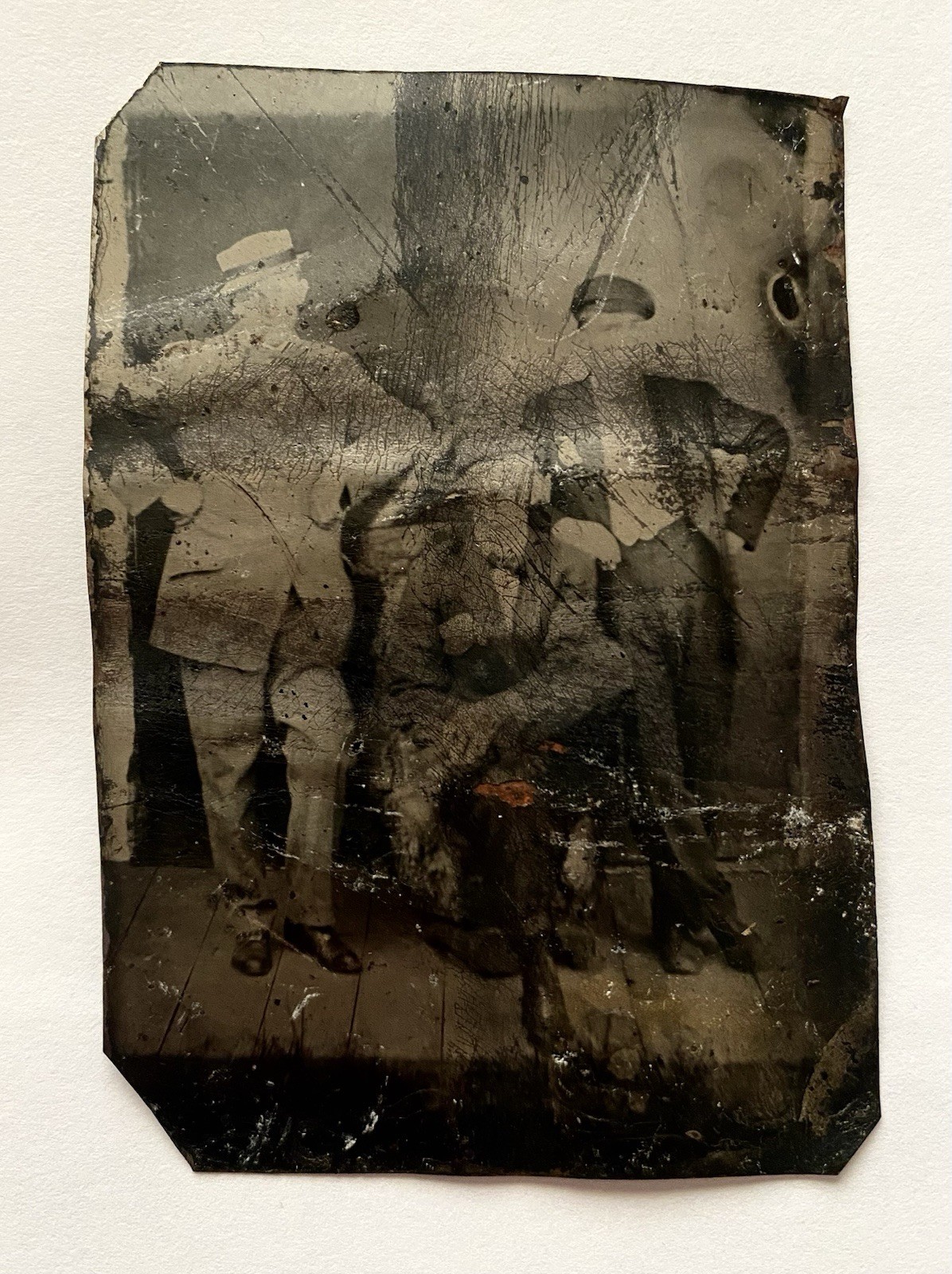 Antique Tintype Photograph Three Young Men