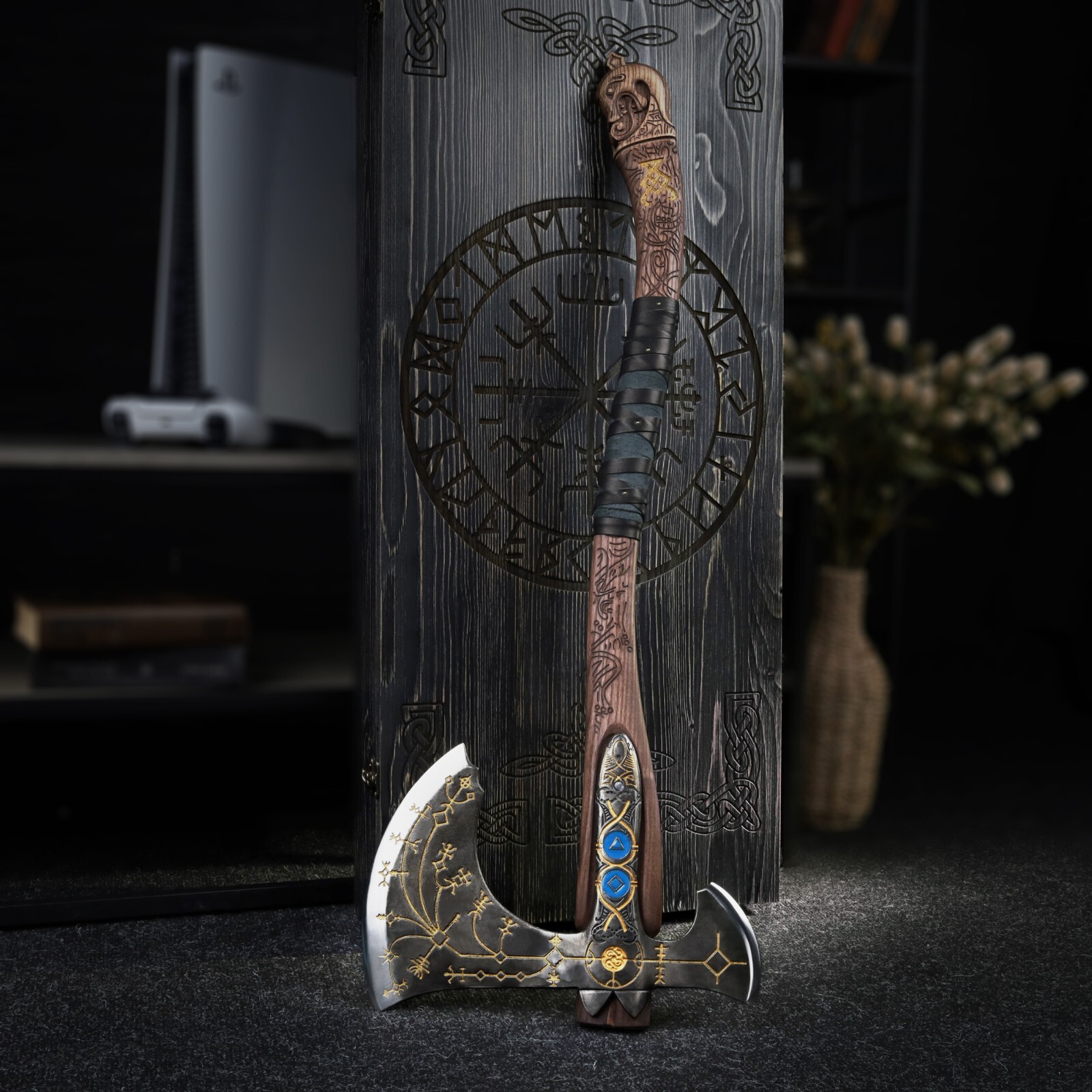 Leviathan Axe Kratos ax GOW Hand-forged Carbon steel W108 Cosplay 36″ 9lb 4.2kg