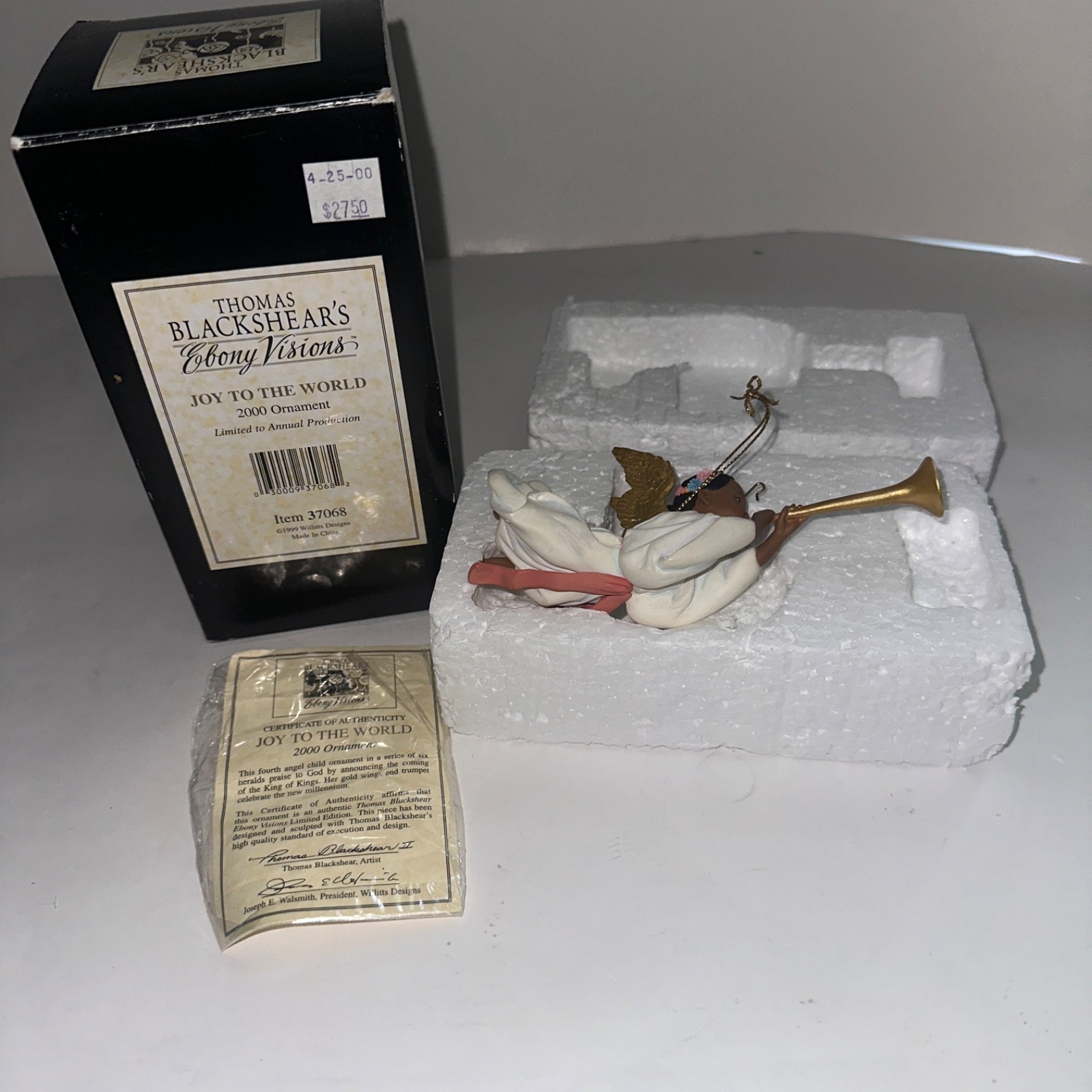 Thomas Blackshear Ebony Visions Limited Edition Joy To The World Ornament W/coa