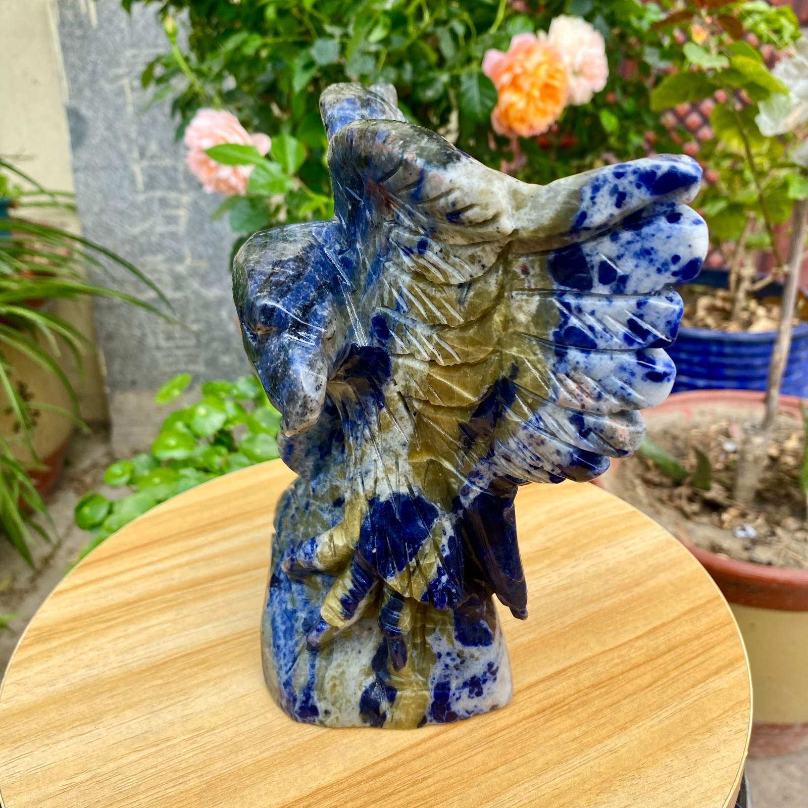 4.9LB Hand Carved Blue Agate Eagle Natural Crystal Animal Sculpture