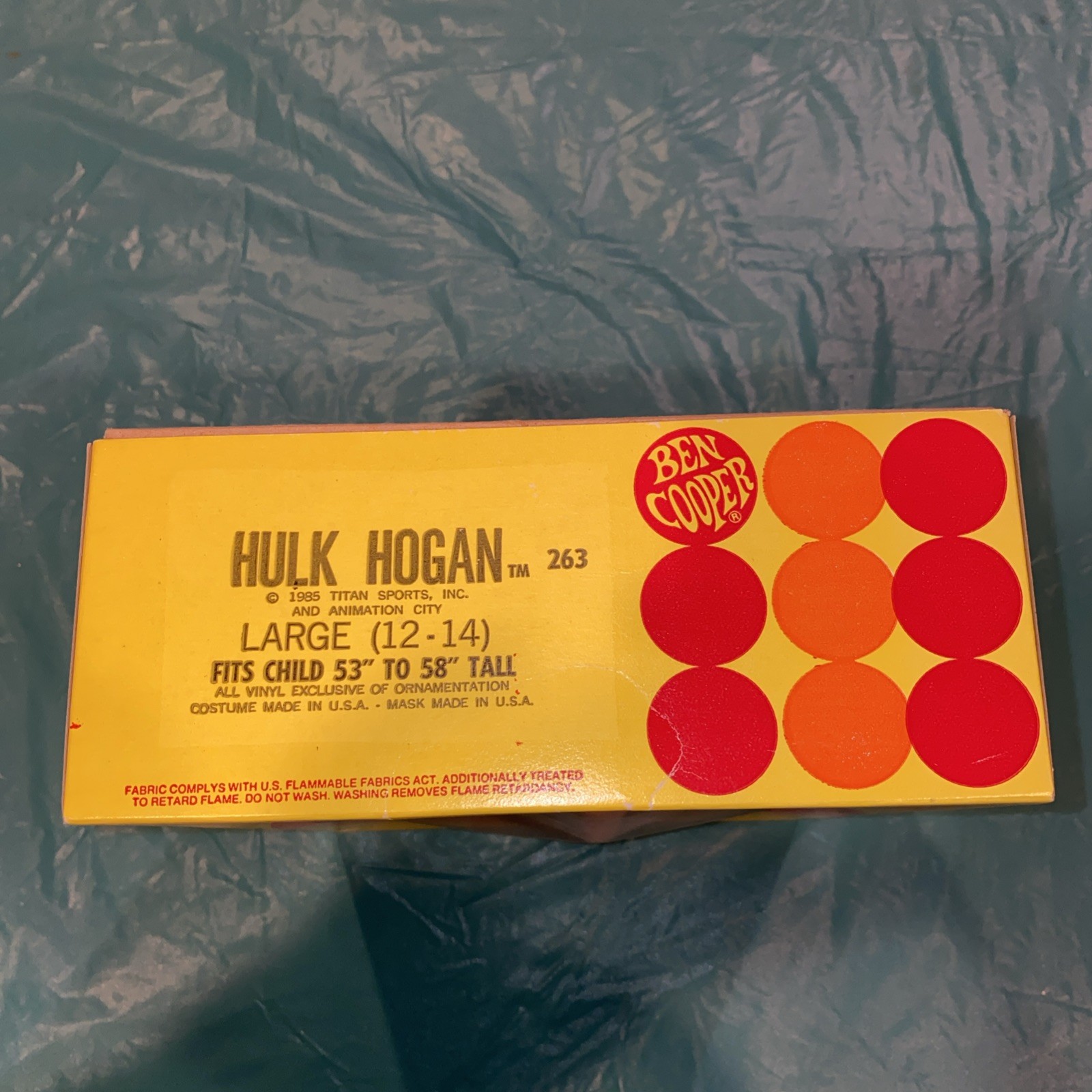 Hulk Hogan 1985 Original Ben Cooper Halloween Costume Hulkamania WWF WWE WCW