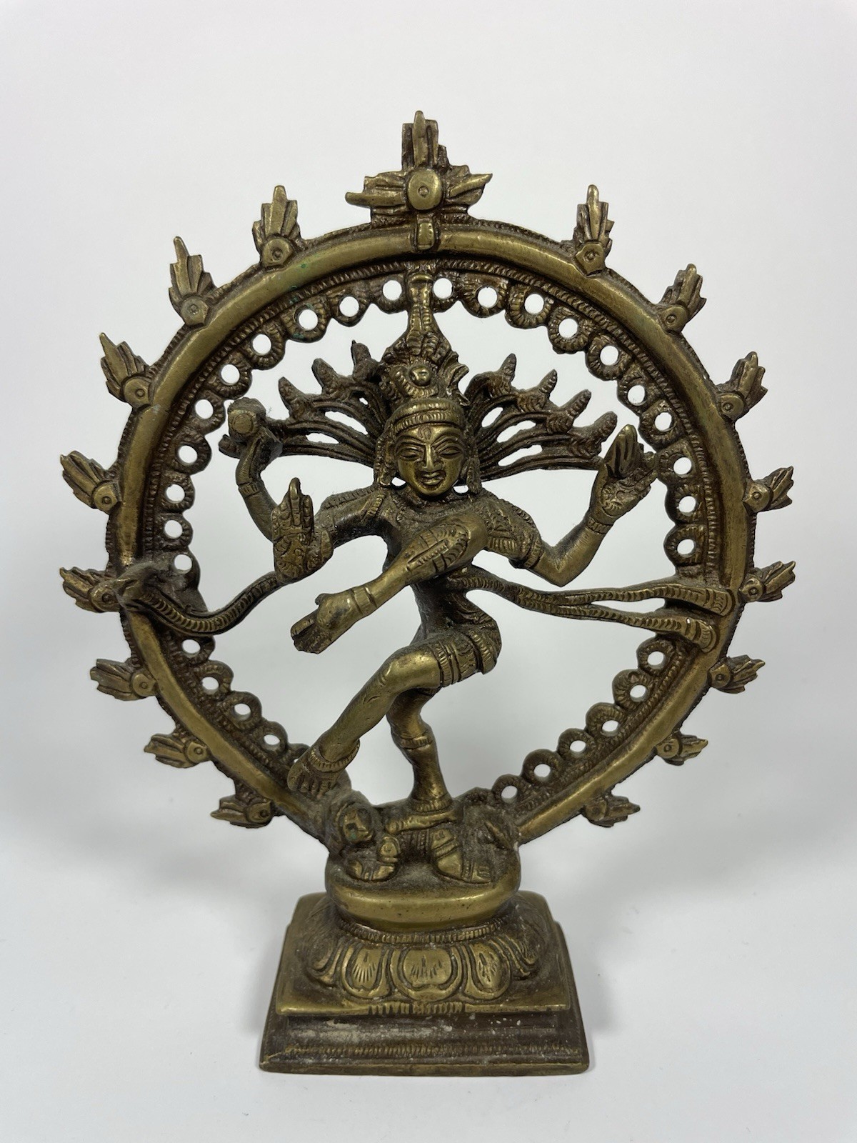 Vtg 1970s Solid Brass Shiva Nataraja Statue 7″ Heavy 1.2 lbs Dancing Hindu God