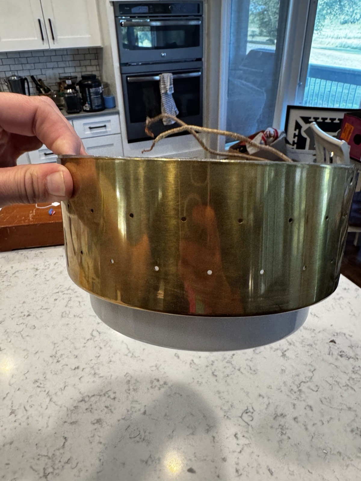 John C Virden? Perforated Brass Flush Mount MCM Ceiling Light Fixture starlight