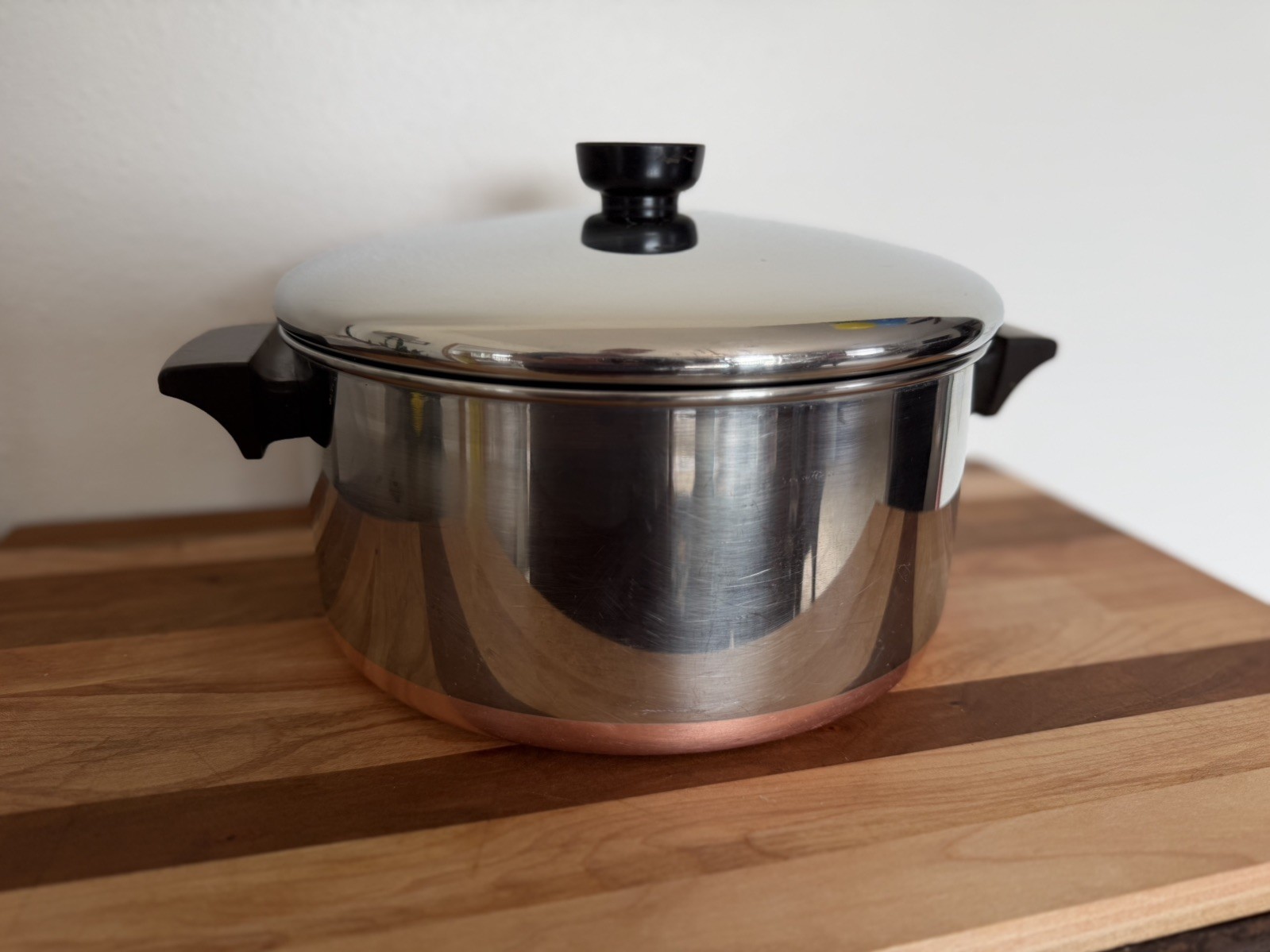 Vintage Copper Bottom 89b Revere Ware 4 1/2 Qt Stock Pot And Lid Clinton ILUSA