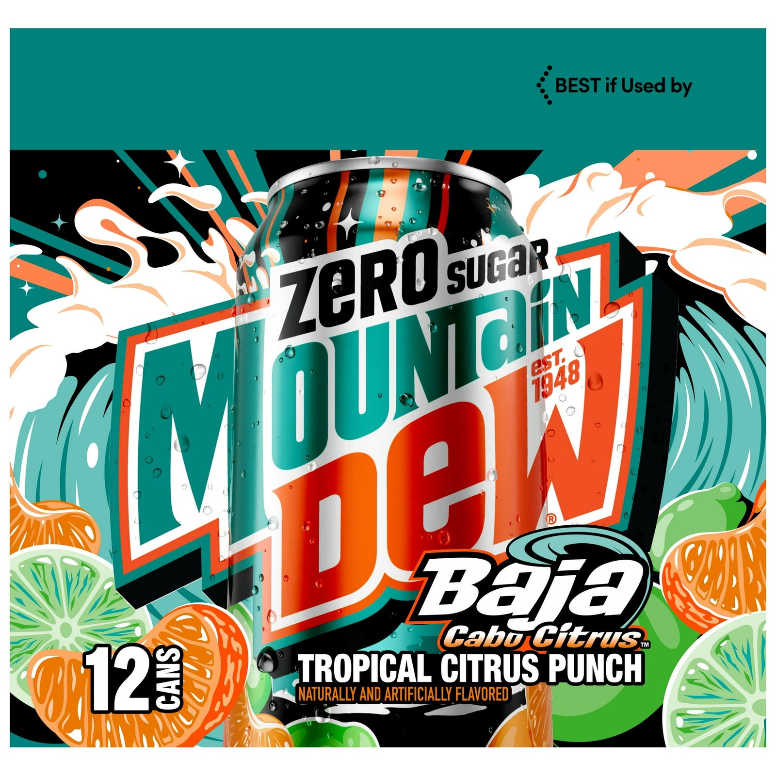 Mountain Dew Zero Sugar Baja Blast Cabo Citrus 36 Cans 12oz | Bulk Pack | Fast S