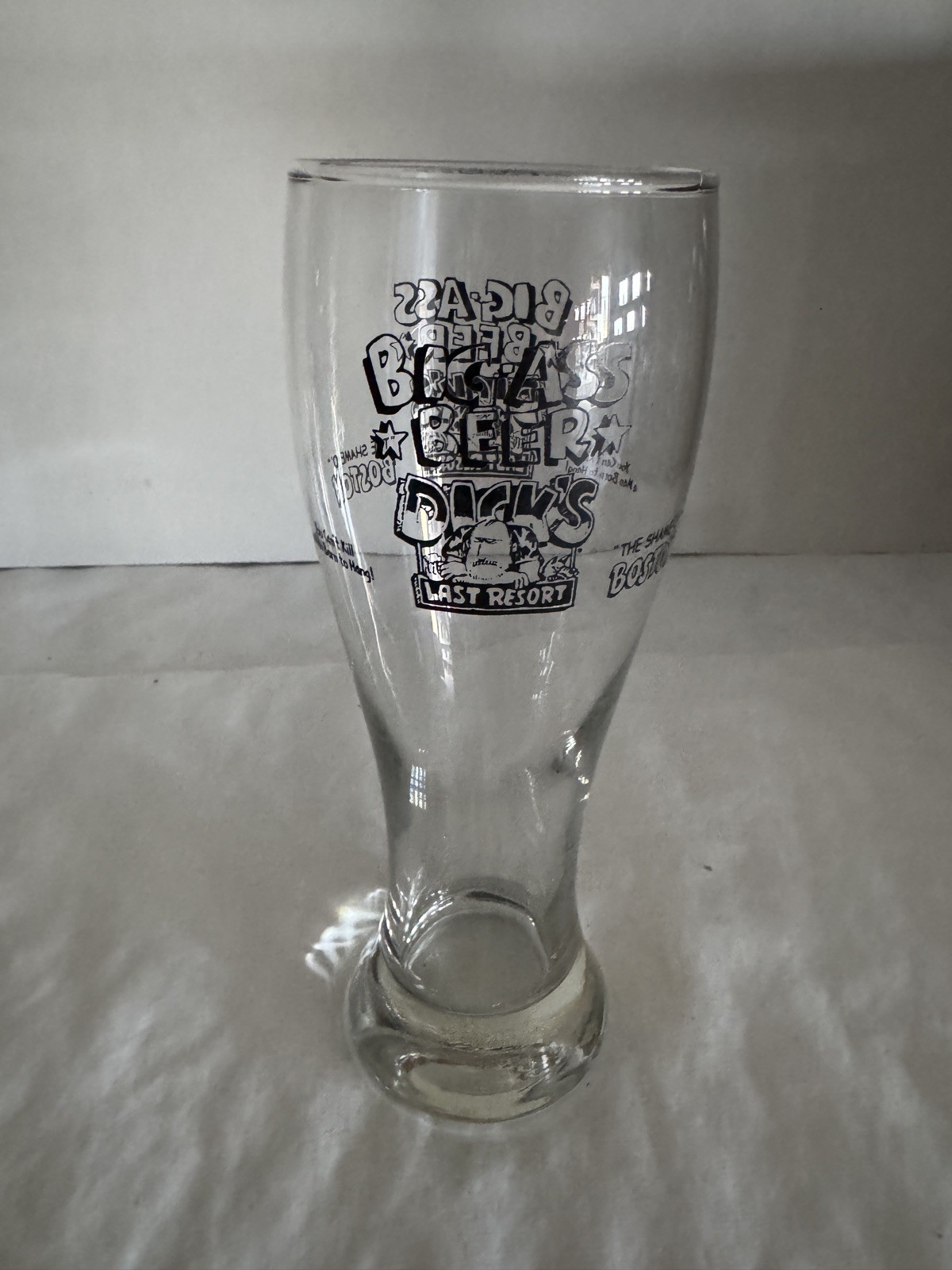 Dicks Last Resort Big-Ass Beer YOU CAN’T KILL MAN BORN TO HANG Boston Glass 24oz