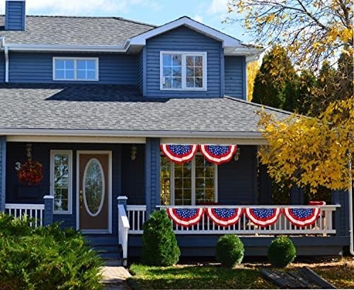 6PK Patriotic American Flag Bunting Half Fan July 4th Porch Banner Decor Set!