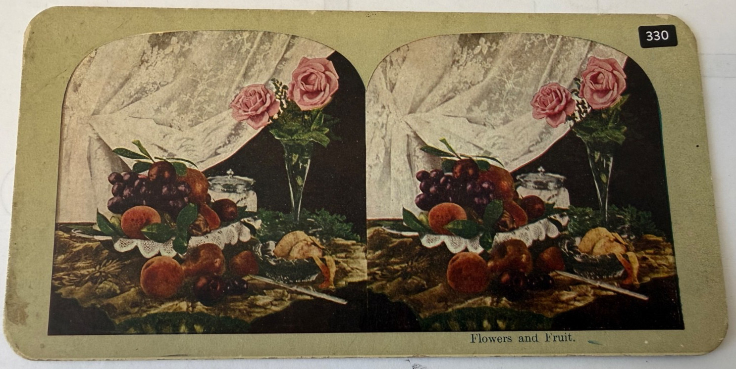 Color Stereoview Flowers & Fruit 330