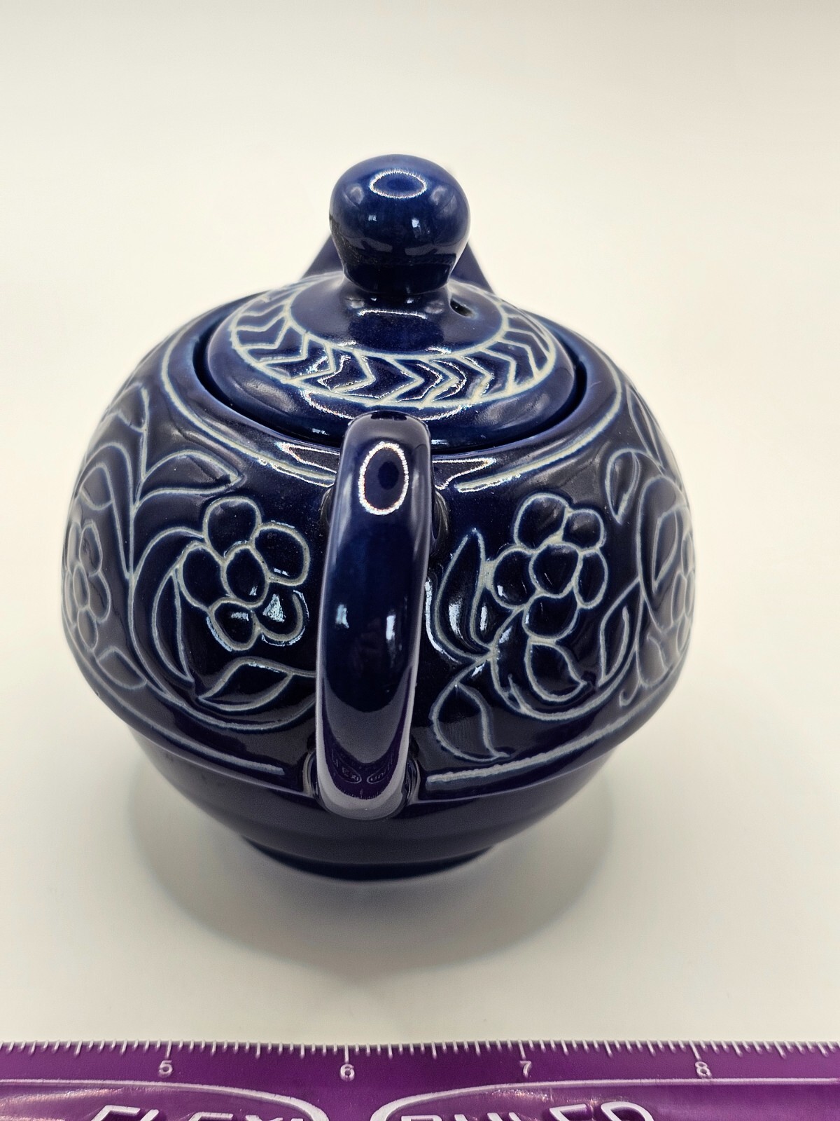 Vintage Jaipur Blue Pottery Teapot Flowers Desert Sands – Indian Ceramic Art