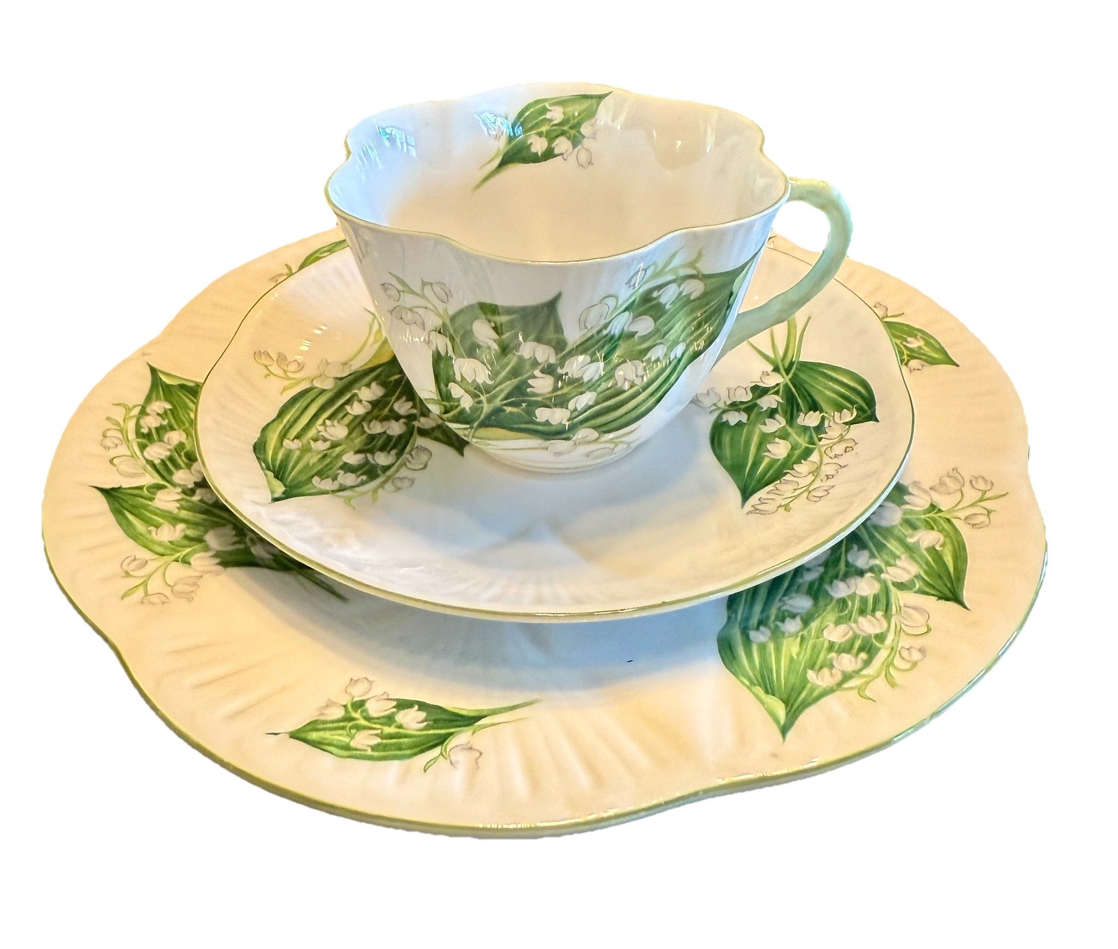 Vintage SHELLEY England LILY of VALLEY Pattern #13822 Trio Set Cup Saucer Plate