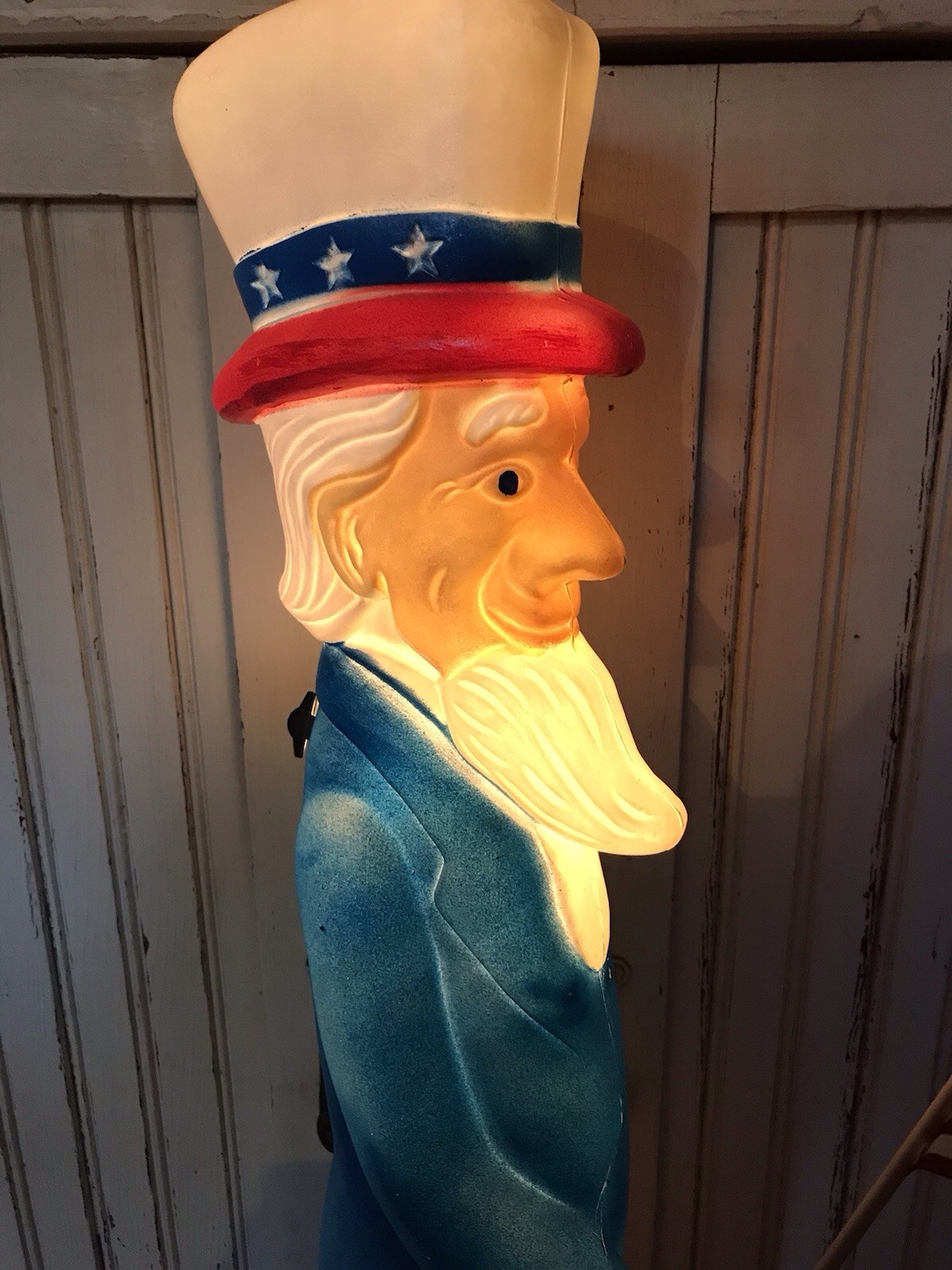 Blow Mold Nostalgic Uncle Sam With Flag Made In America Union Products LIGHTED