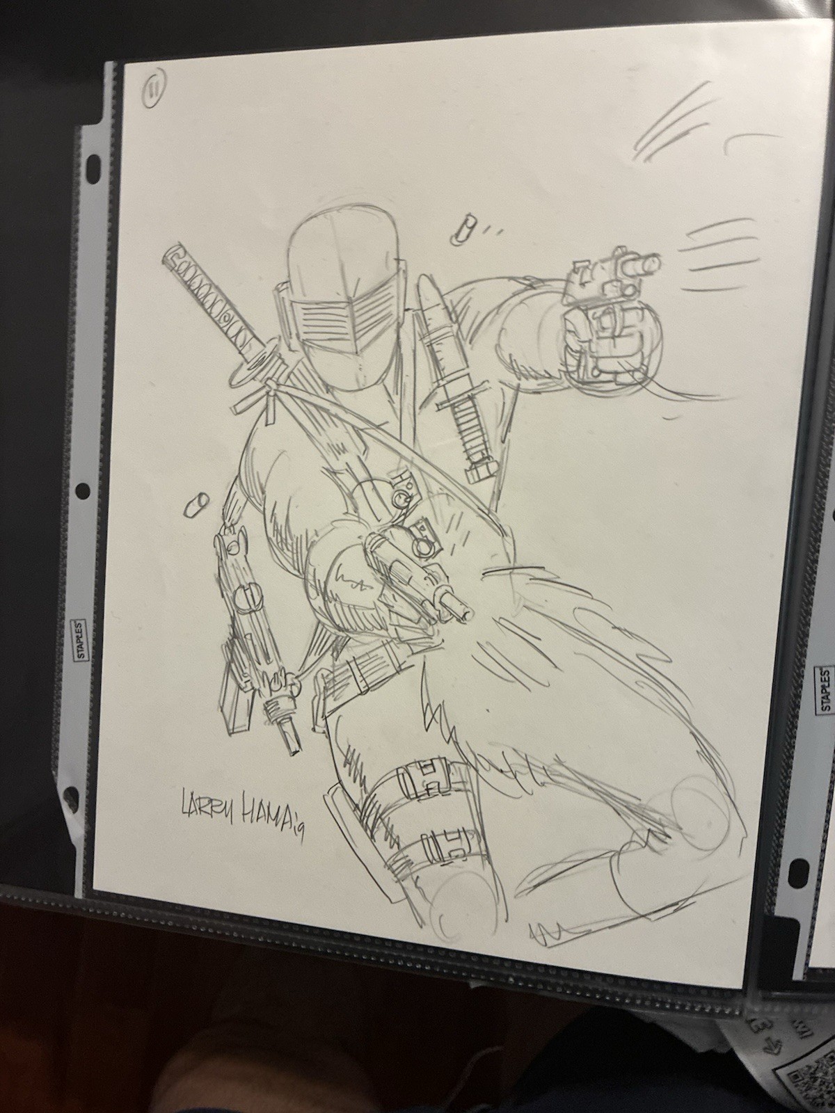 LARRY HAMA RARE FULL PAGE 11 X 8 3/4 ORIGINAL ART SNAKE EYES G.I. JOE 2018