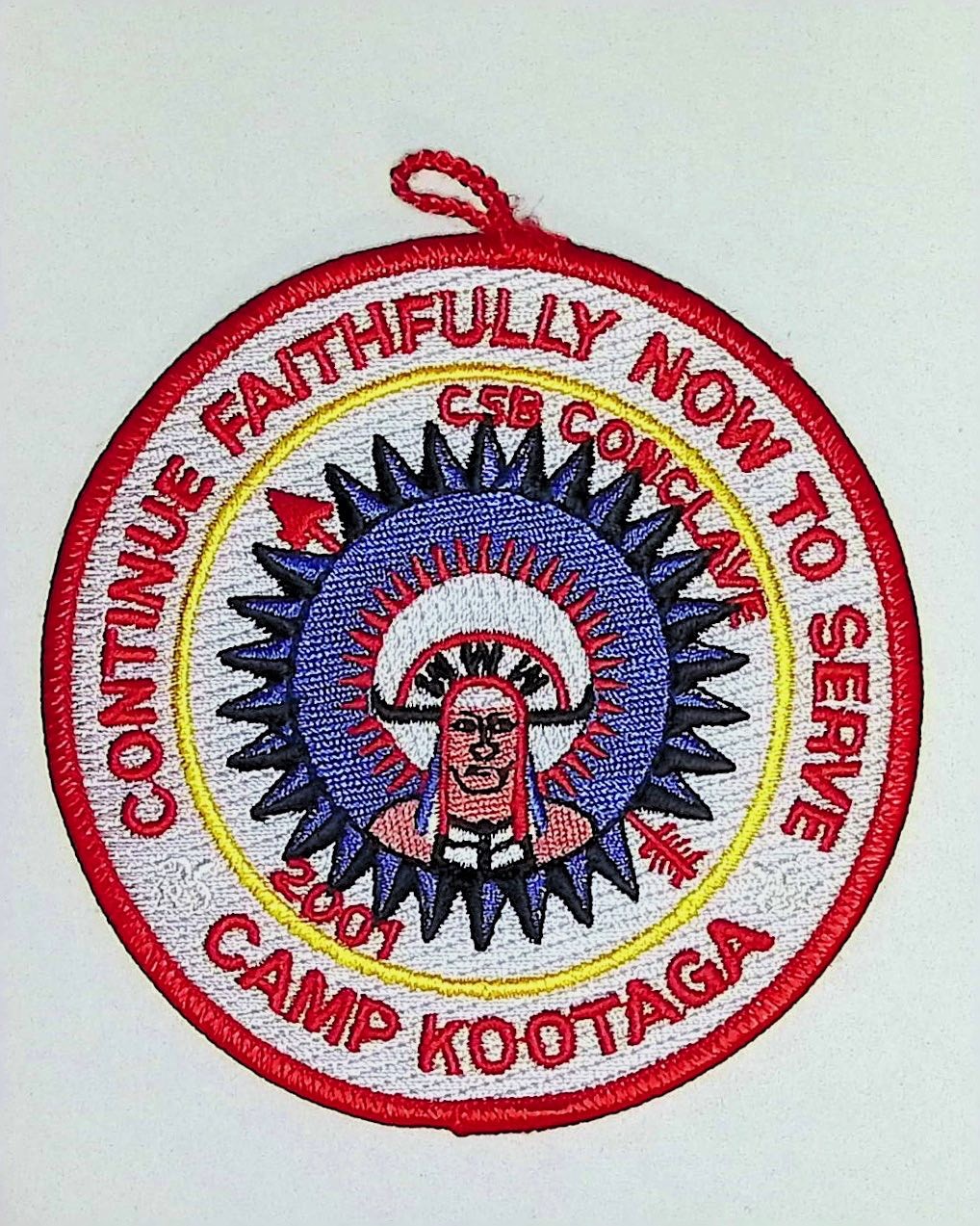 2001 Camp Kootaga Continue Faithfully Now To Serve Patch RED Bdr (CB1008)