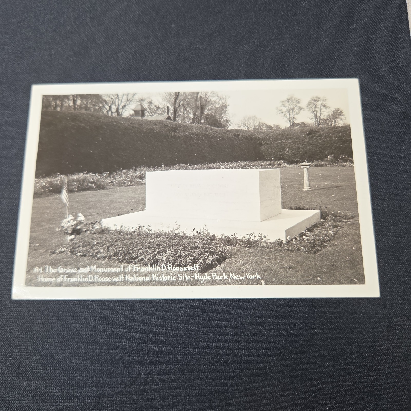 FDR Grave Monument Hyde Park NY Postcard Franklin D Roosevelt Vintage RPPC