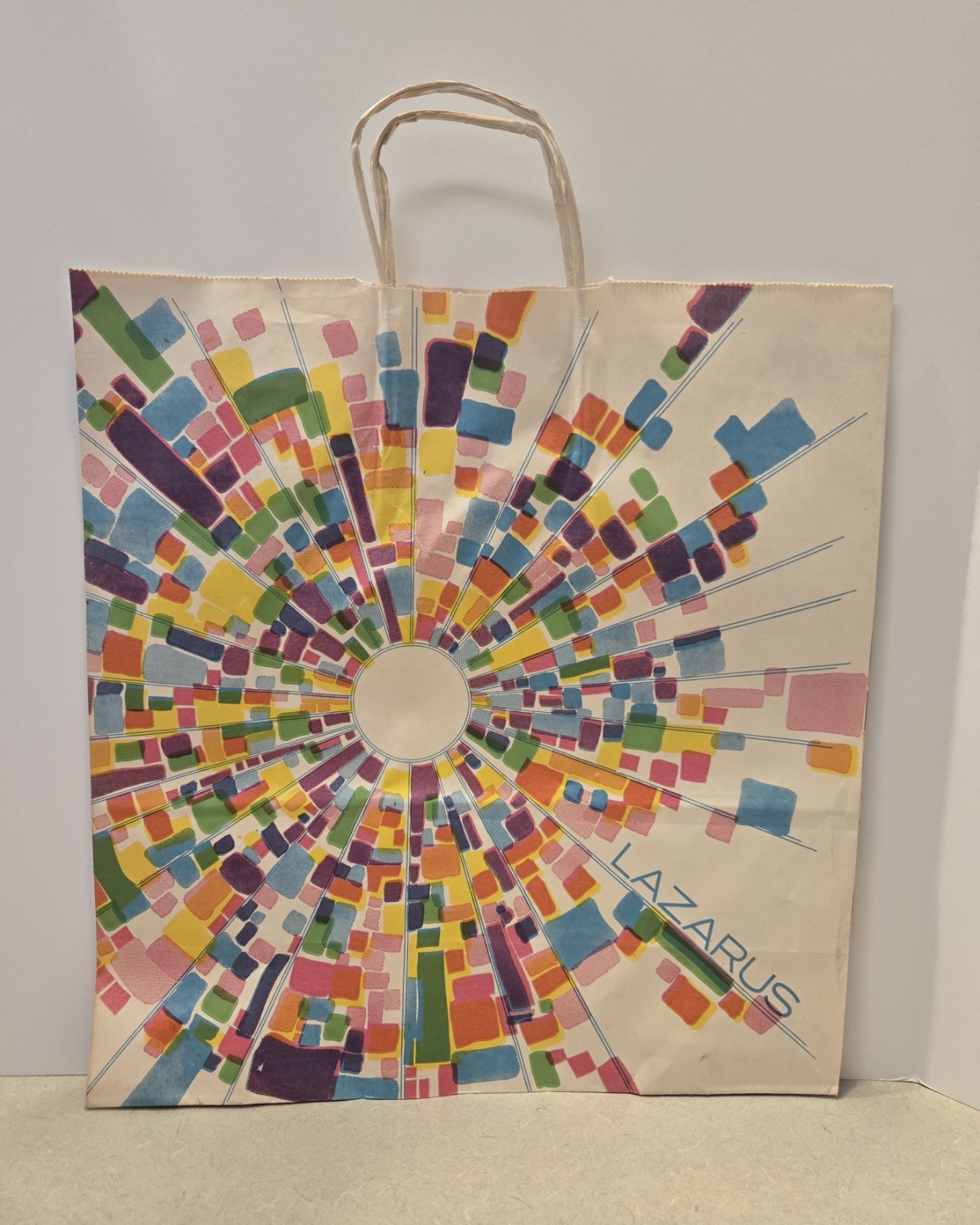Vintage LAZARUS Department Store Paper Shopping Bag Rainbow Columbus Ohio