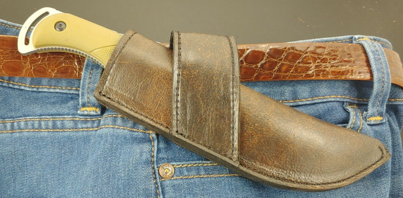 ESEE 3 / RC 3 CROSS DRAW Hunting SHEATH KNIFE BROWN leather HANDMADE CASE SHEATH
