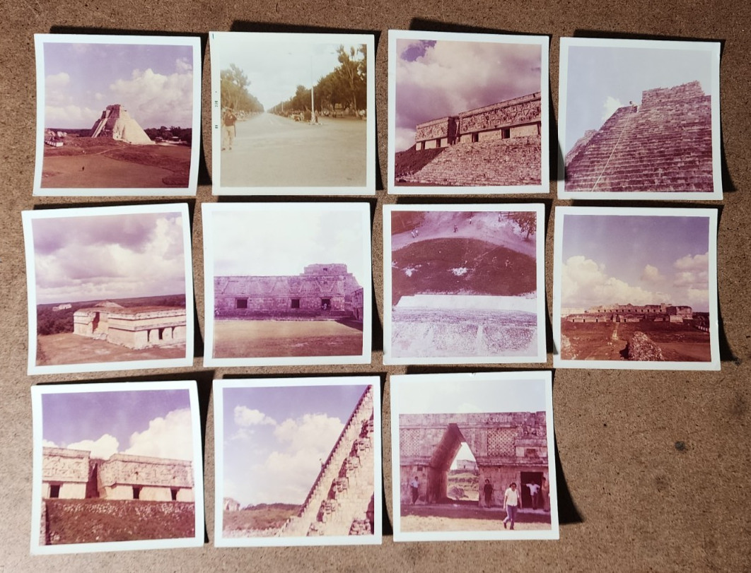 Set of 11 Vtg 1960s Mayan City Vacation Photos – Aztec Ruins Pyramids, Uxmal