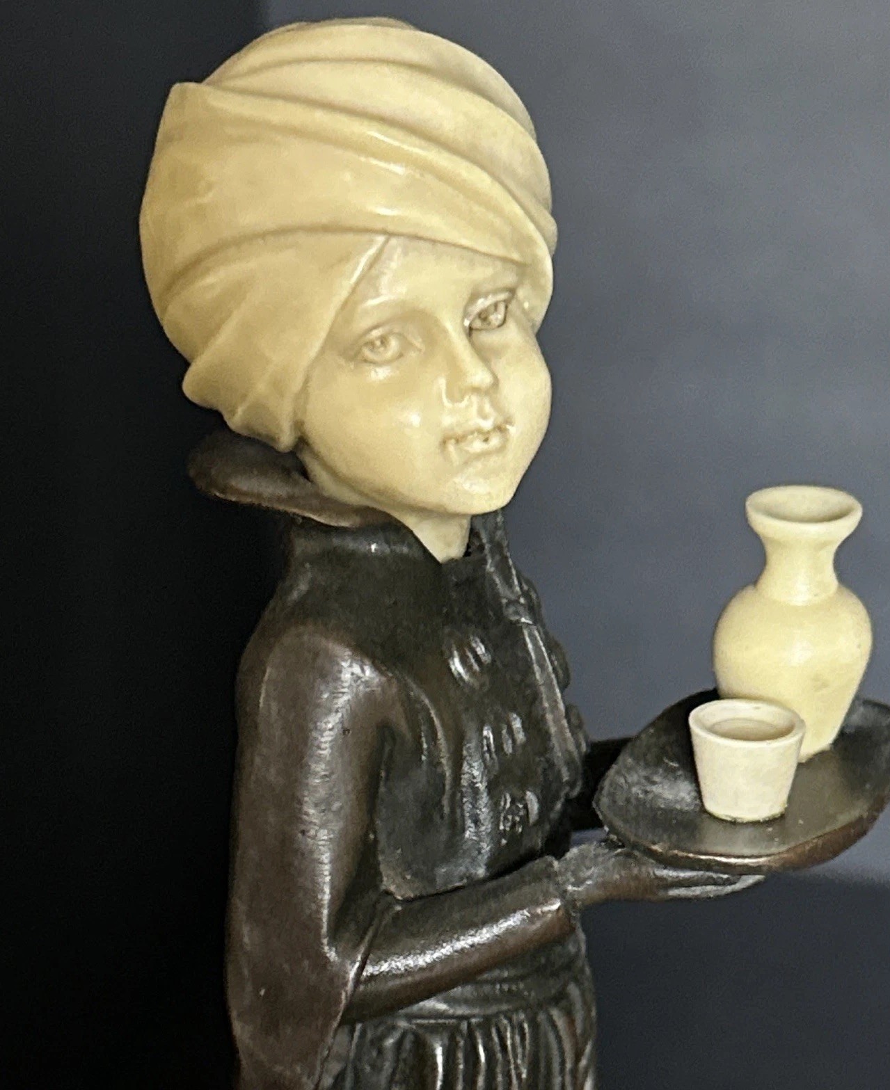 Vintage Art Deco Style Arab Boy Figurine on Marble Base