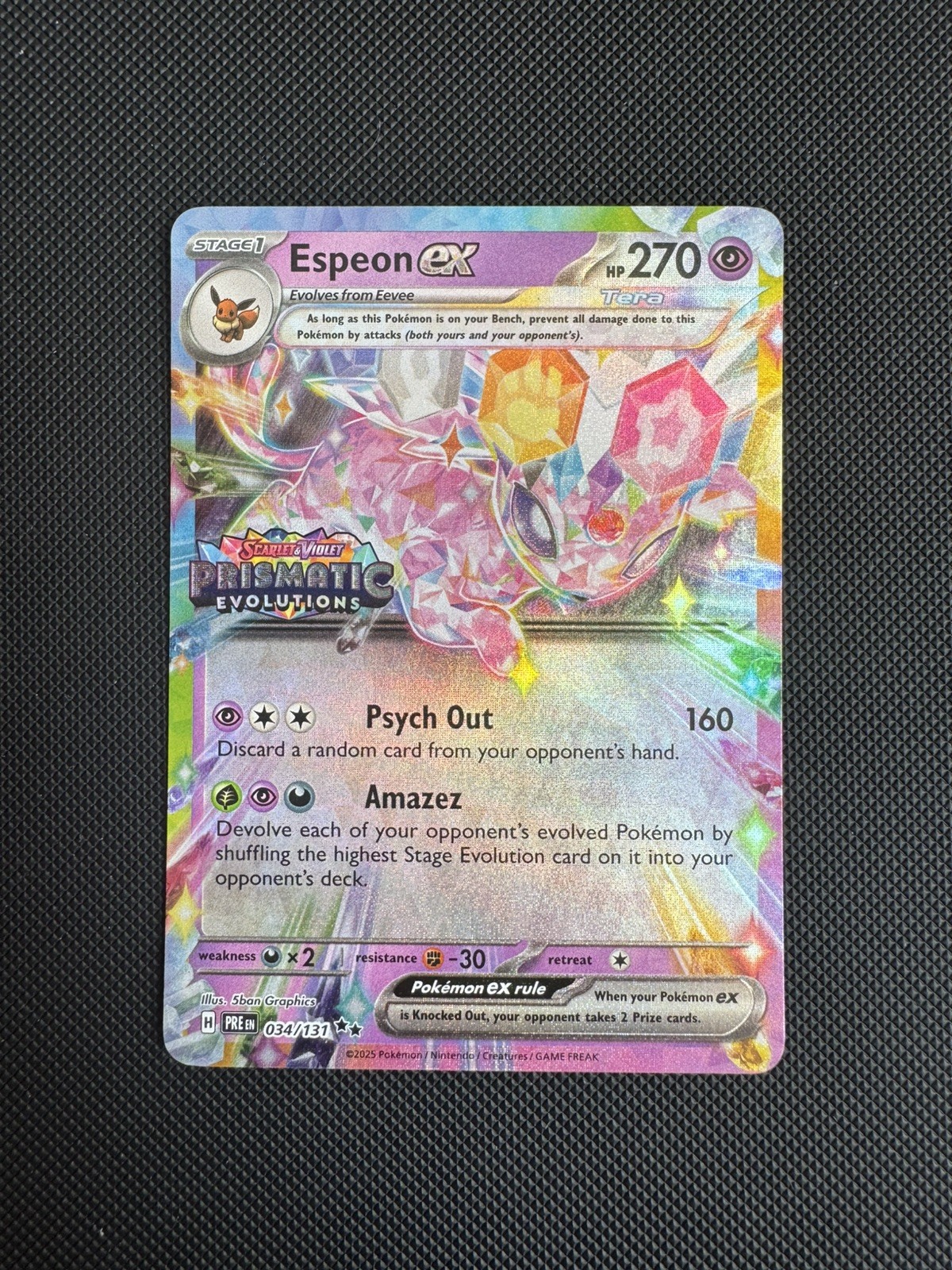 Pokemon Card Espeon ex 034/131 STAMPED Prismatic Evolutions NM