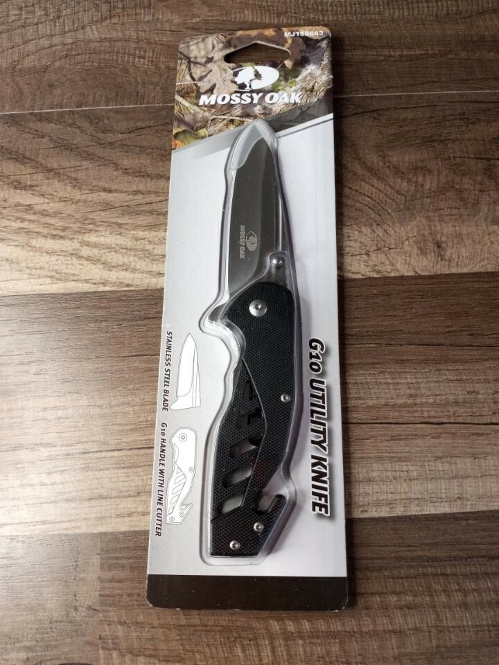 Mossy Oak G10 Utility/ Hunting Knife with Line Cutter MJ158643 Black