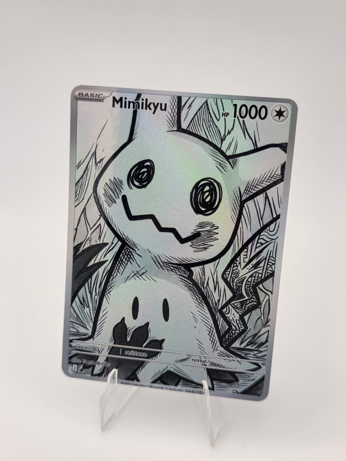CUSTOM FAN ART Mimikyu Manga Sketch Black White Alt Art Holo Print