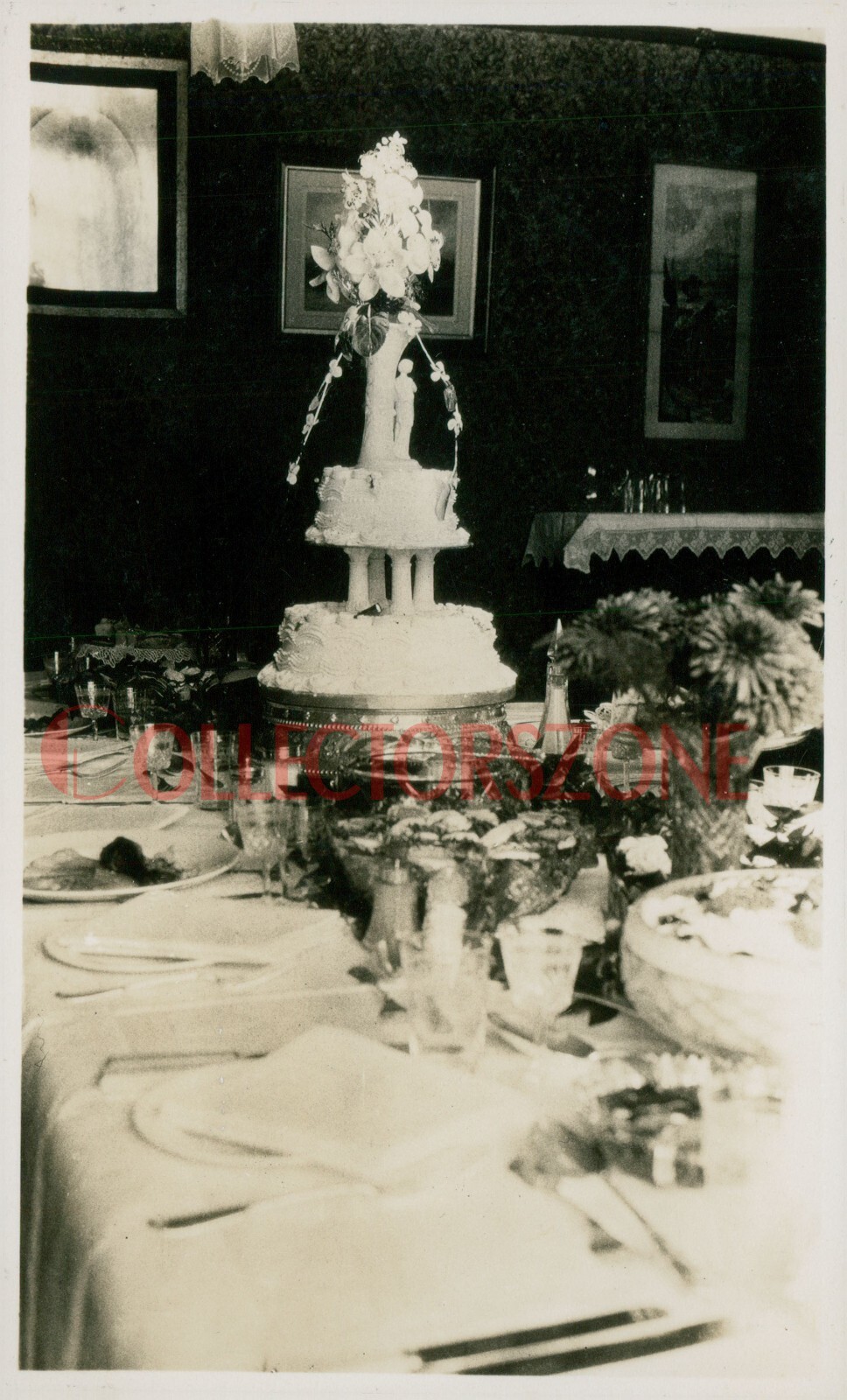 1928 Wedding Reception cake And table Display Crosby area photo 4.75×2.75 inches