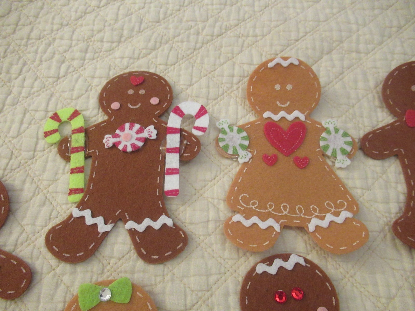 Felt Hand-Decorated Gingerbread Men (10 Set)