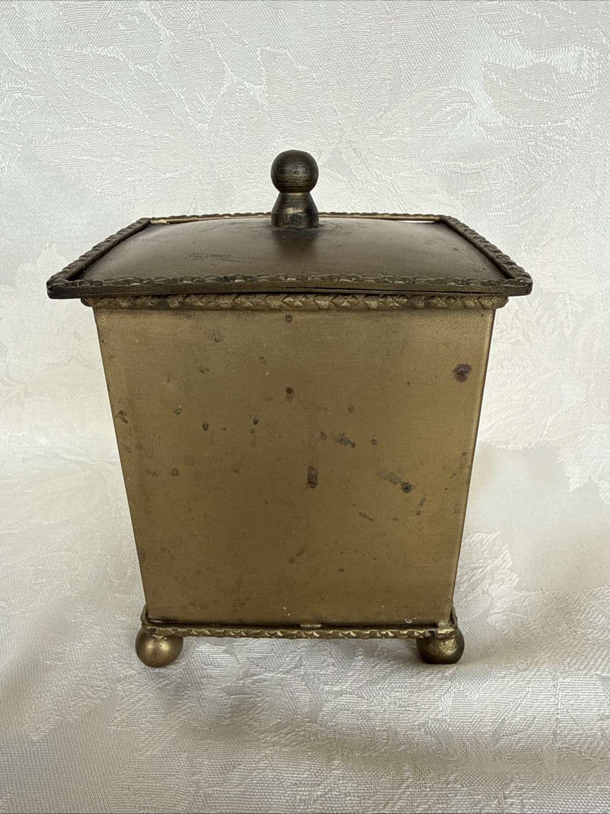 Vintage Old Antique Metal brass tea caddy box storage Lidded Decorative Display