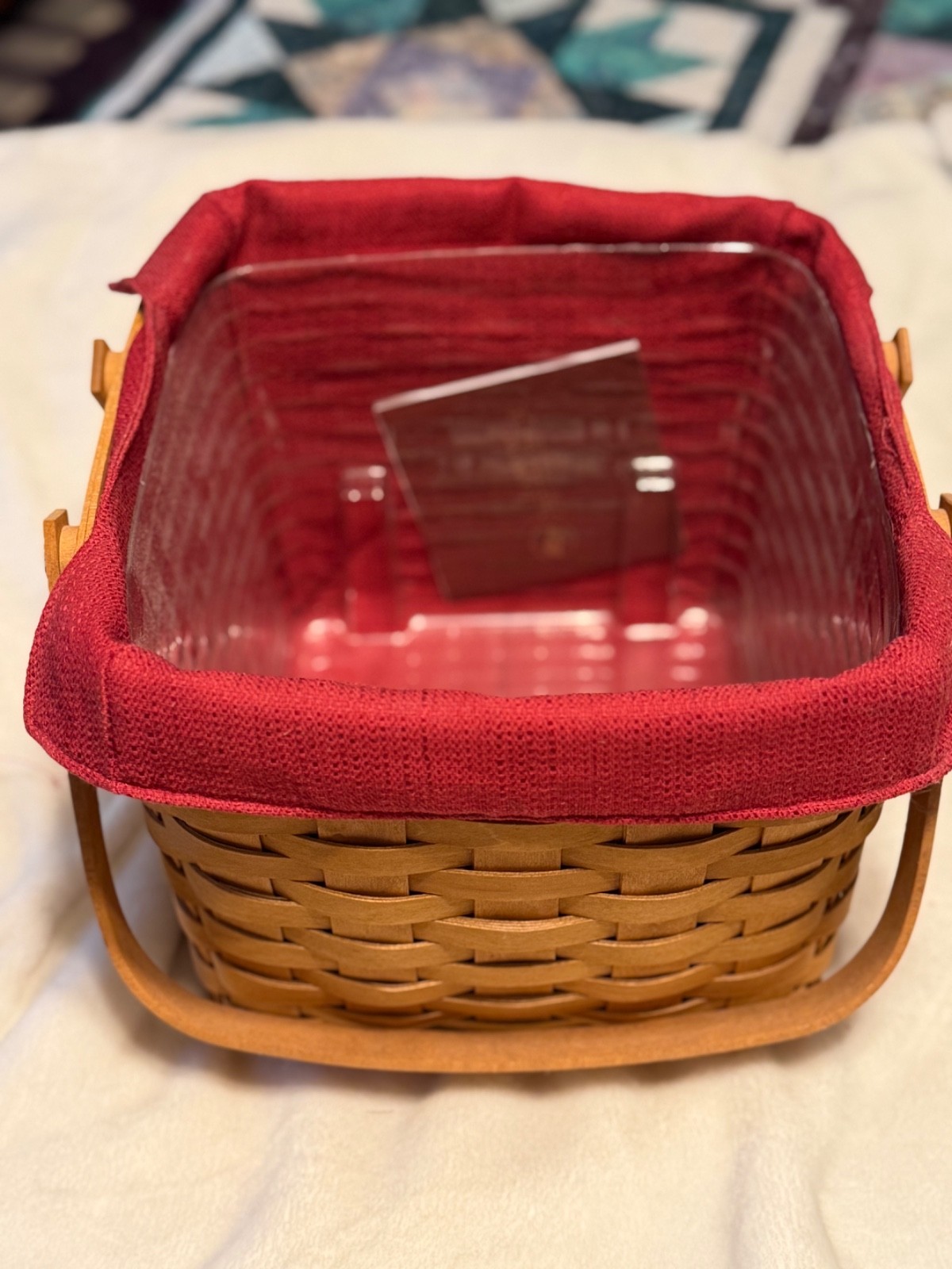Longaberger Picnic Tote Basket, Liner and Protector + Riser