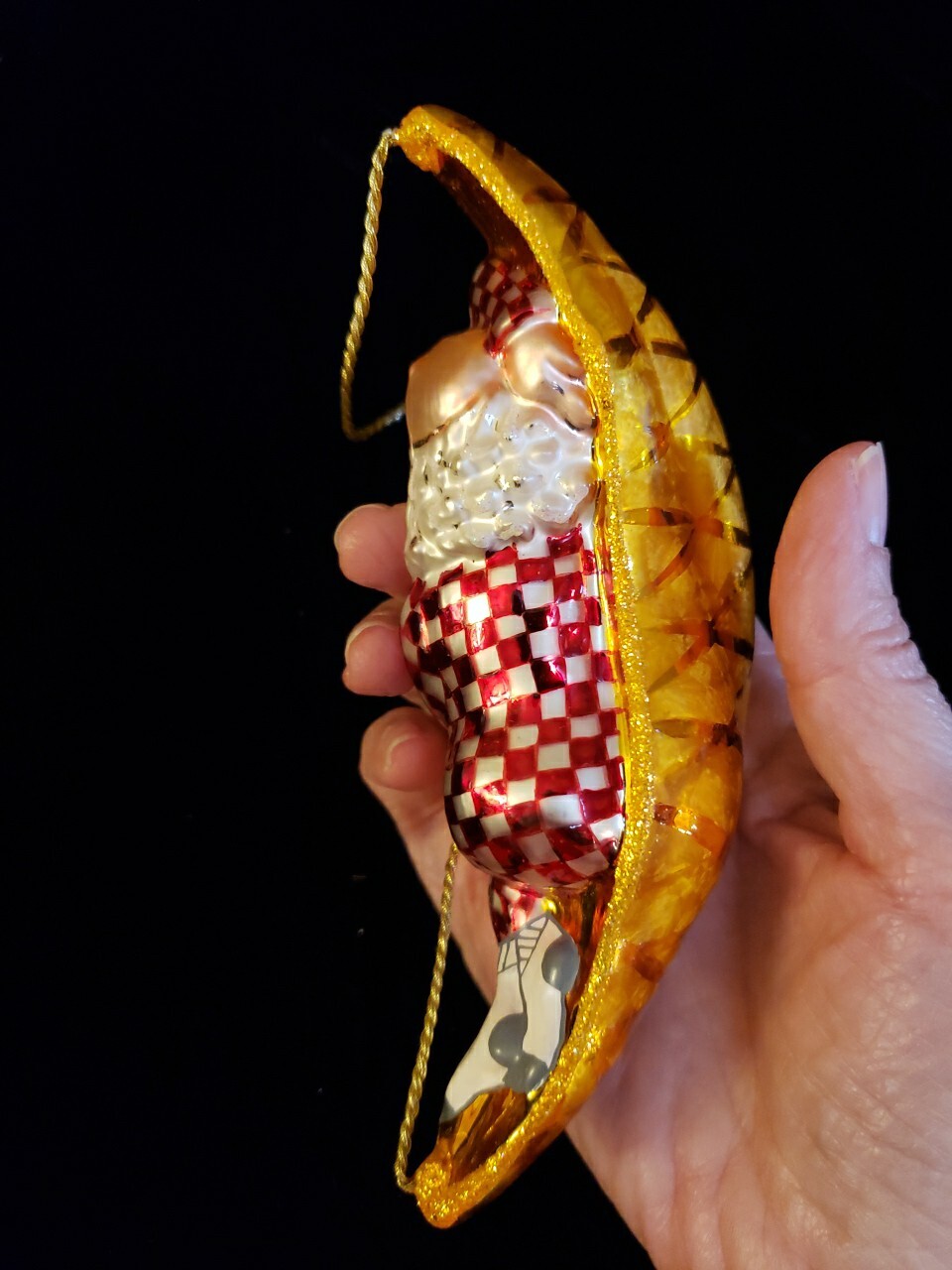 Christopher Radko “Sleepy Time Santa” Hammock Glass Christmas Ornament
