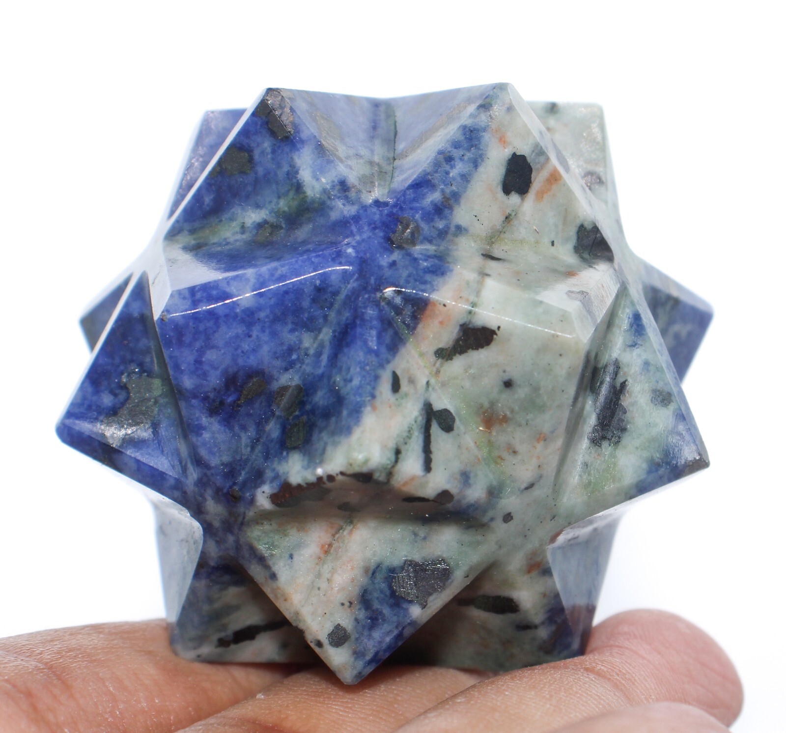 0.2LB! 50MM Blue Sodalite Merkaba Star Reiki & Chakra Stone