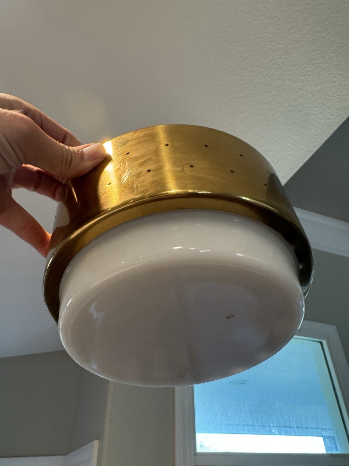 John C Virden? Perforated Brass Flush Mount MCM Ceiling Light Fixture starlight