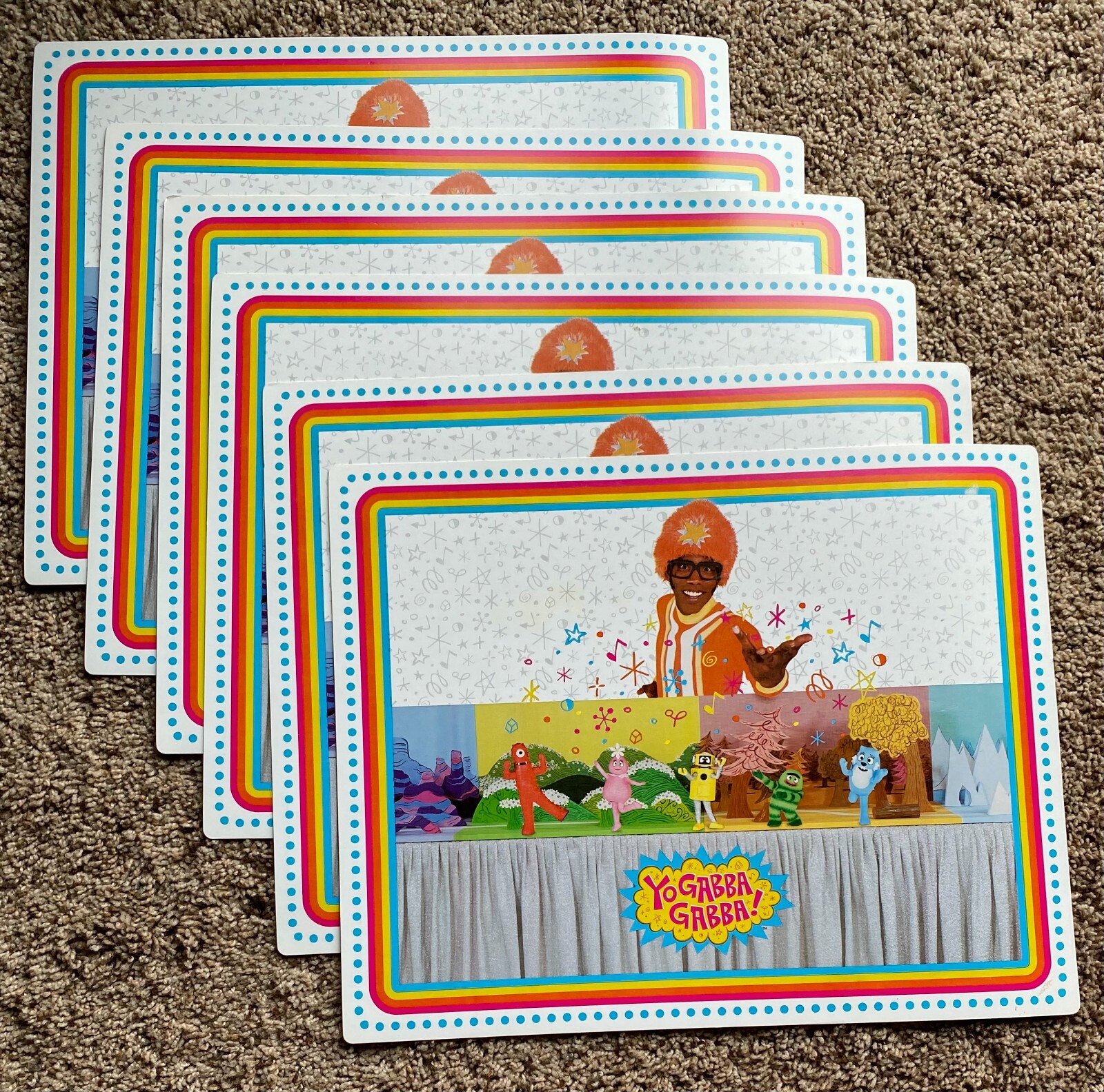 RARE 2008 Yo Gabba Gabba activity placemats – set of 6 – unused