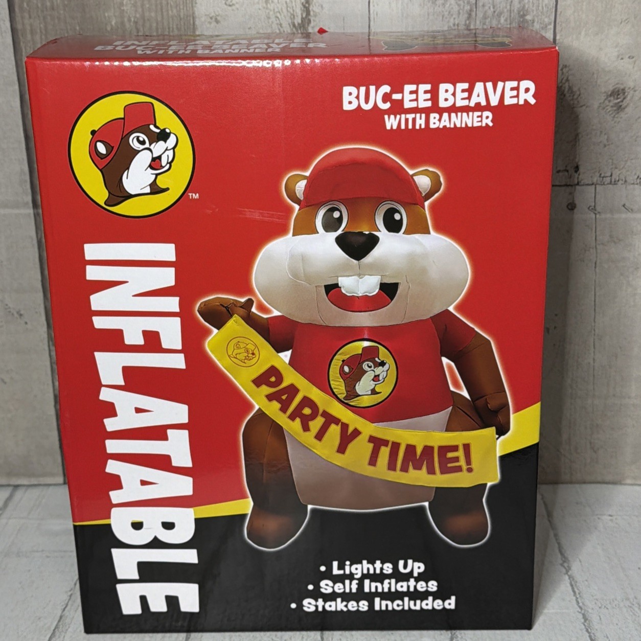 Buc-ee’s Beaver Mascot 6′ Ft Inflatable Party Time Lighted Bucees NEW NIB